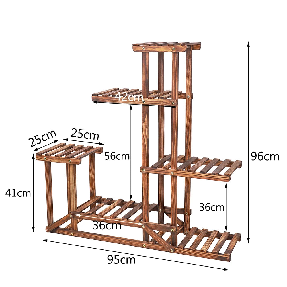 6 Tier Wooden Plant Stand Shelf