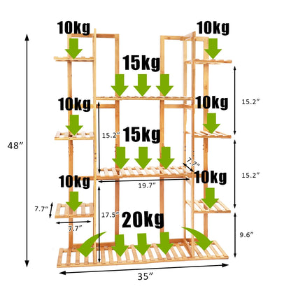 Extra Large 9 Tier Bamboo Plant Stand