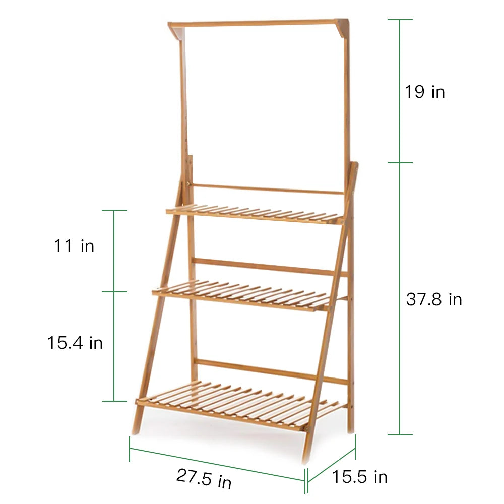 3 Tier Folding Bamboo Hanging Plant Stand