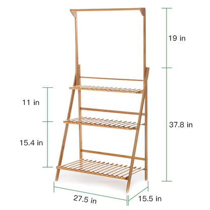 3 Tier Folding Bamboo Hanging Plant Stand