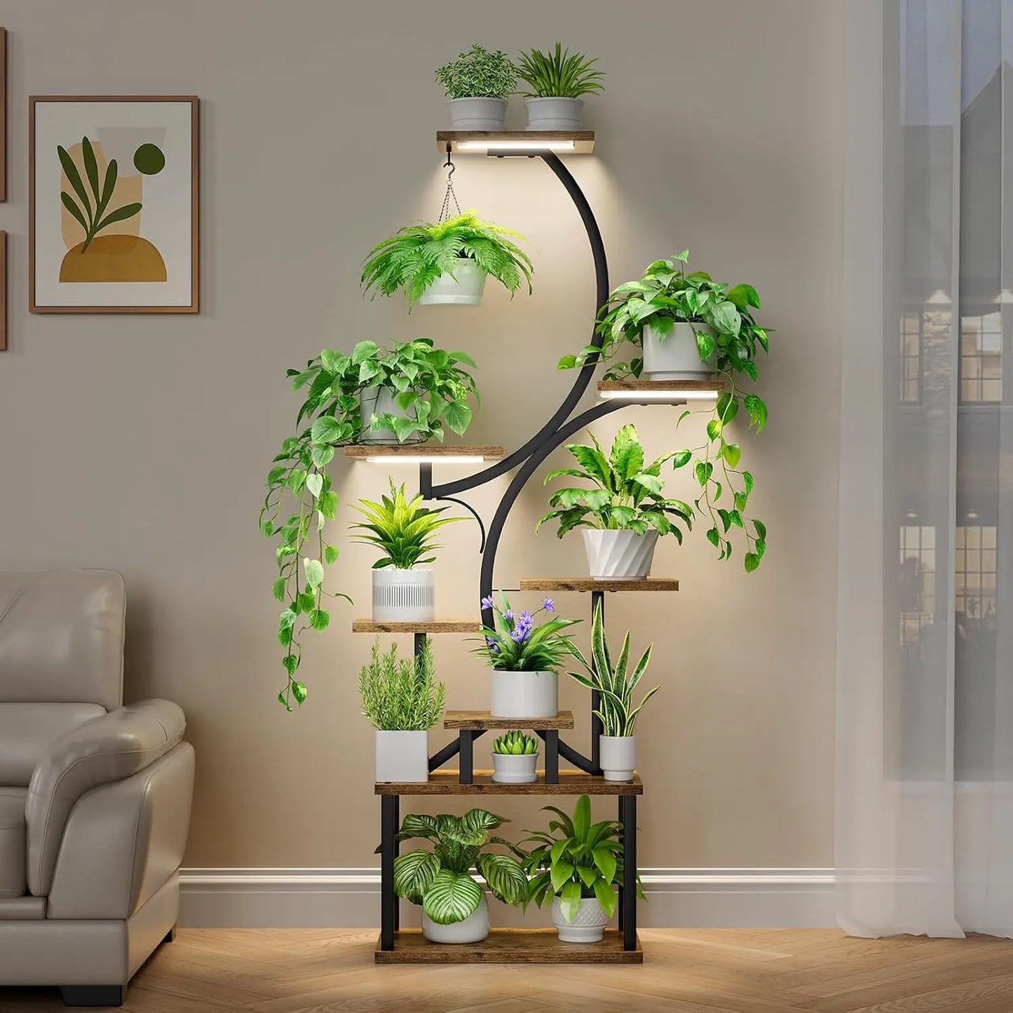 8 Tier Indoor Plant Shelf With Grow Lights