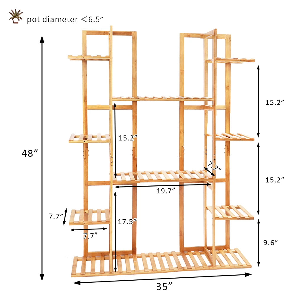 Extra Large 9 Tier Bamboo Plant Stand