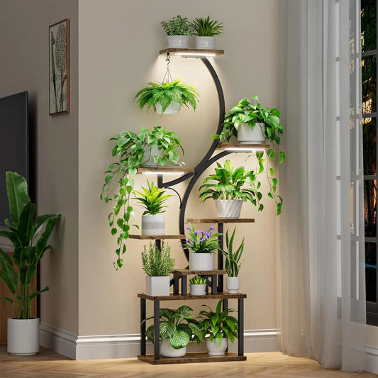 8 Tier Indoor Plant Shelf With Grow Lights