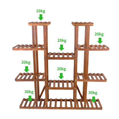 11 Tier Carbonized Wooden Plant Stand