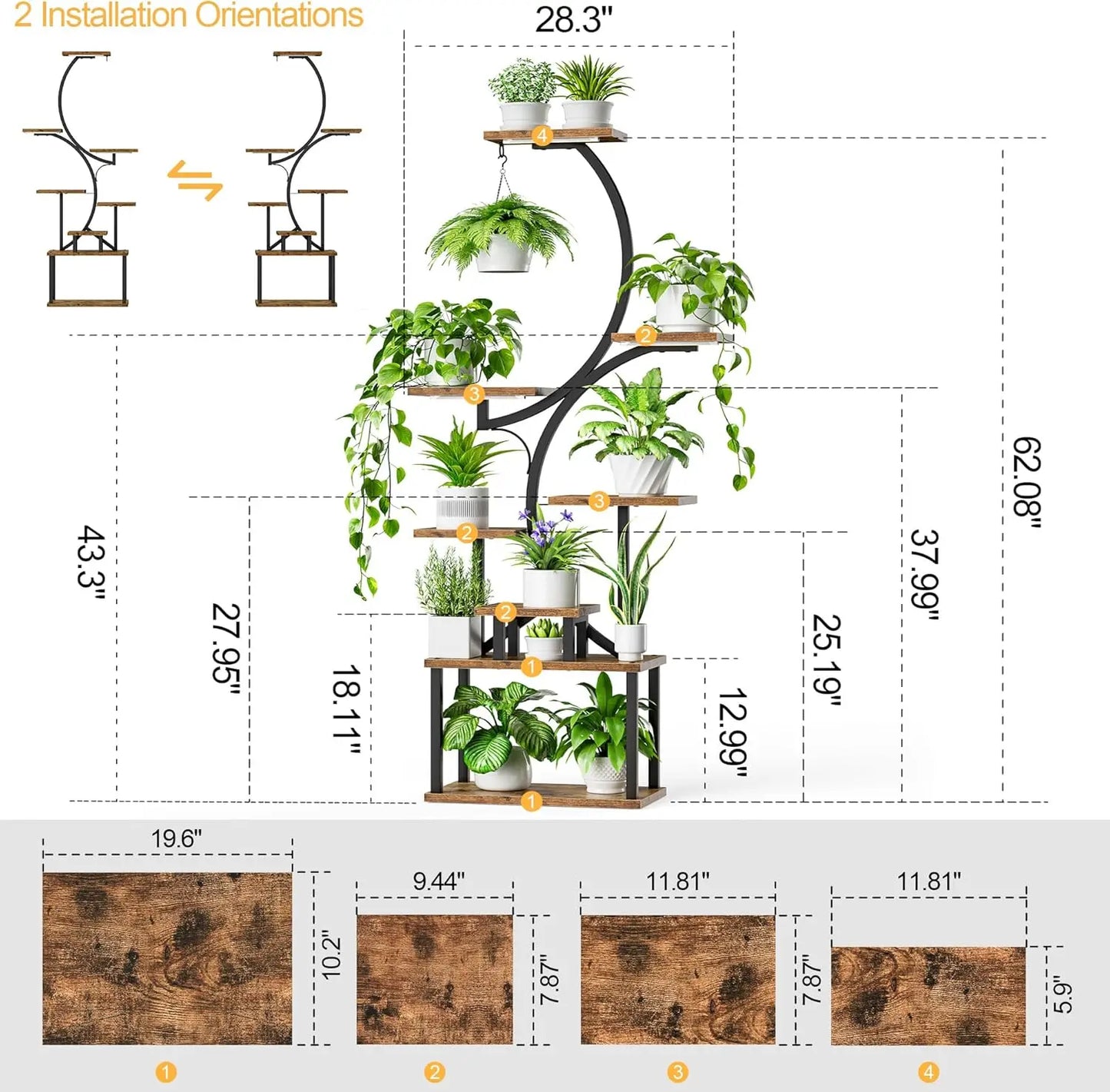 8 Tier Indoor Plant Shelf With Grow Lights