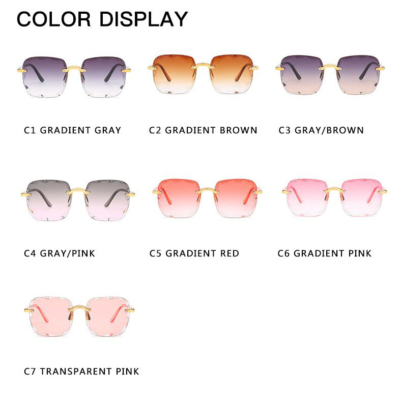 Luxury Square Rimless Fashion Sunglasses For Women – Sallye Shop