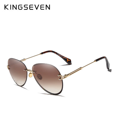 KINGSEVEN Vintage Fashion Rimless Gradient Sunglasses For Women