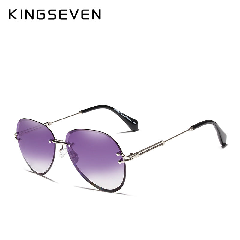 KINGSEVEN Vintage Fashion Rimless Gradient Sunglasses For Women