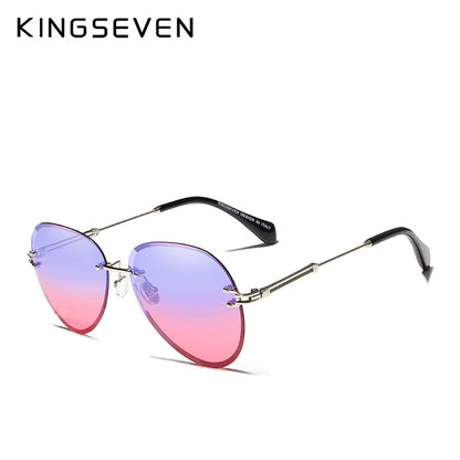 KINGSEVEN Vintage Fashion Rimless Gradient Sunglasses For Women