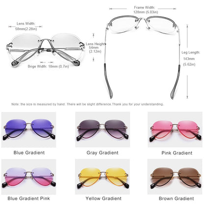 KINGSEVEN Vintage Fashion Rimless Gradient Sunglasses For Women