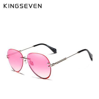 KINGSEVEN Vintage Fashion Rimless Gradient Sunglasses For Women