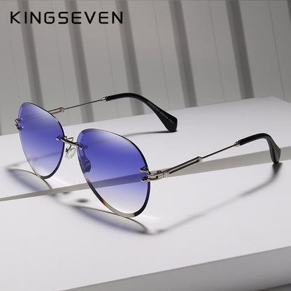 KINGSEVEN Vintage Fashion Rimless Gradient Sunglasses For Women