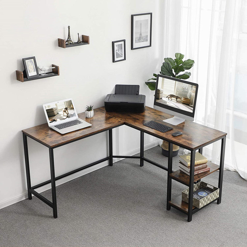 L-Shaped Corner Computer Office Table PC Laptop Workstation Home Table ...